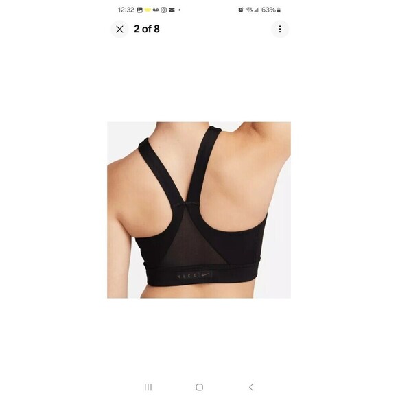 Nike Dri-Fit Swoosh Trainings Sports Bra Medium Support Black Women's Size XS - Picture 3 of 8